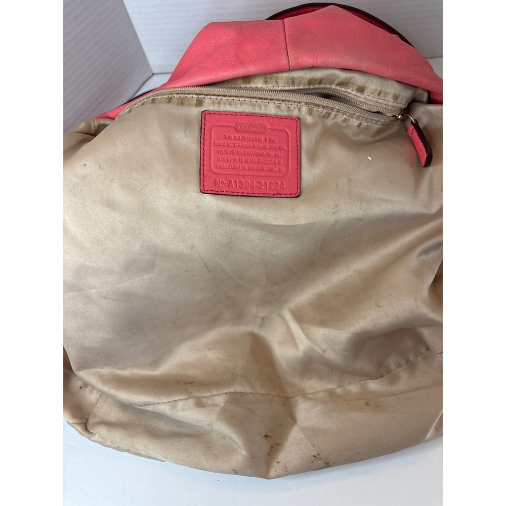 Coach Madison Phoebe Coral Pink Pebbled Leather Hobo Bag 21224 Womens - Picture 6 of 8